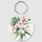 Porte-clés Fleurs d'orchidée rose tropicale (Verso)