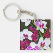 Porte-clés Fleurs d'orchidées blanches et roses (Devant)