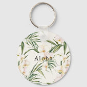 Porte-clés Fleurs d'orchidées blanches tropicales (Recto)