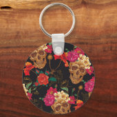 Porte-clés Fleurs du crâne : Arrière - plan foncé sans coutur (Recto)