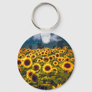 Porte-clés Fleurs du paysage du terrain de tournesol Jaune