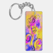 Porte-clés FLEURS ET BUTTERFLIS BLANCS bleu rose (Devant gauche)