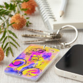 Porte-clés FLEURS ET BUTTERFLIS BLANCS bleu rose (Devant droit)