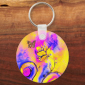 Porte-clés FLEURS ET BUTTERFLIS BLANCS bleu rose (Recto)