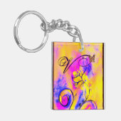 Porte-clés FLEURS ET BUTTERFLIS BLANCS bleu rose (Devant gauche)