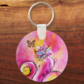 Porte-clés FLEURS ET BUTTERFLIS BLANCS bleu rose (Recto)