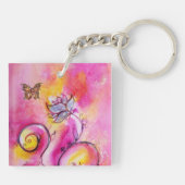 Porte-clés FLEURS ET BUTTERFLIS BLANCS bleu rose (Dos)