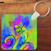 Porte-clés FLEURS ET BUTTERFLIS BLANCS bleu vert jaune (Verso)