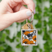 Porte-clés Fleurs et fleurs de pavot orangé 2 (main)