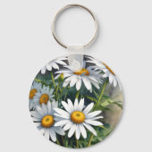 Porte-clés Fleurs et marguerites Elégante aquarelle (Verso)