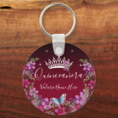 Porte-clés Fleurs et papillon princesse Quinceanera (Recto)