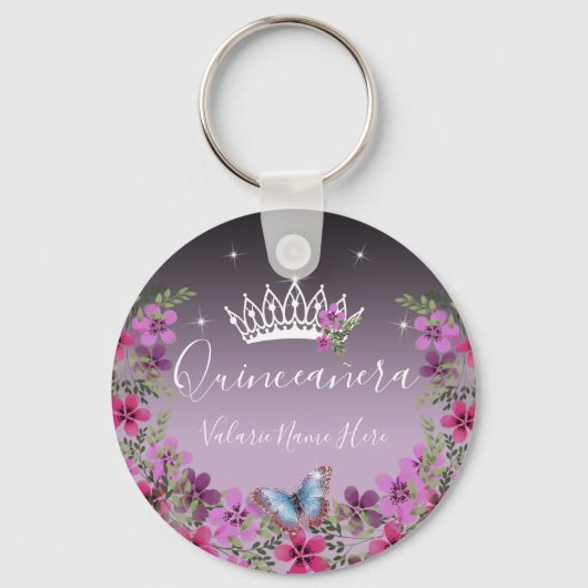 Porte-clés Fleurs et papillon princesse Quinceanera Keychai (Recto)