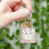 Porte-clés Fleurs et papillons lapins mignons (main)
