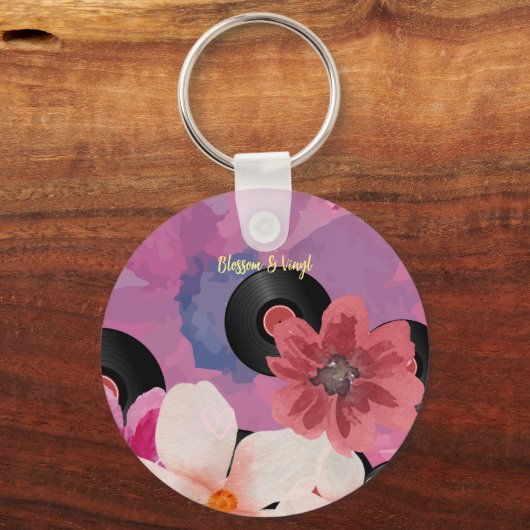 Porte-clés Fleurs et vinyle (Verso)
