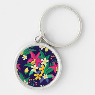 Porte-clés Fleurs Exotiques Colorées Motif Feuilles-23021