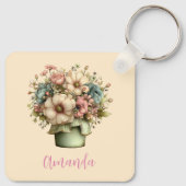 Porte-clés Fleurs Fantaisistes dans un Pot de Fleurs Mignon (Dos)