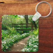 Porte-clés Fleurs | Fleurs sauvages blancs en forêt (Verso)