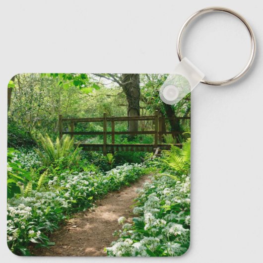 Porte-clés Fleurs | Fleurs sauvages blancs en forêt (Dos)