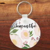 Porte-clés Fleurs florales blanches Porte - clés personnalisé (Recto)