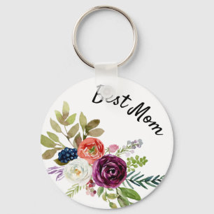Porte-clés Fleurs florales d'aquarelle de porte - clé de la