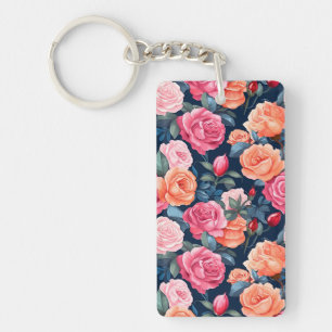 Porte-clés Fleurs florales roses Motif-80037