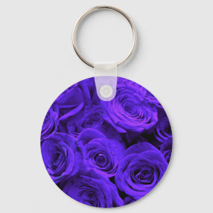 Porte-clés Fleurs florales violettes élégantes roses 