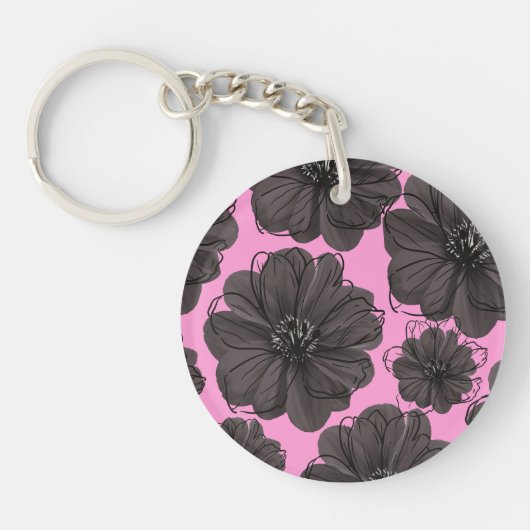 Porte-clés Fleurs gris foncé (Devant)