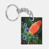 Porte-clés Fleurs grises et oranges (Devant gauche)