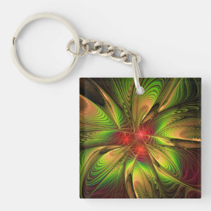 Porte-clés Fleurs imaginaires fractales douces et tendres