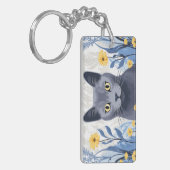 Porte-clés Fleurs Jaunes Chat Bleu Russe (Devant gauche)