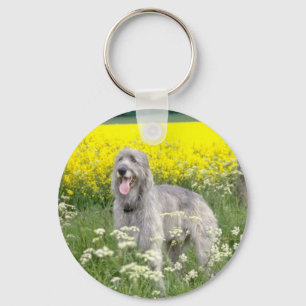 Porte-clés fleurs jaunes de chien-loup irlandais