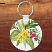 Porte-clés Fleurs Jaunes Et Rouges Hawaïennes (Recto)