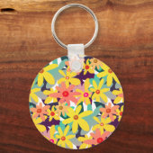 Porte-clés Fleurs jaunes, roses et oranges (Recto)