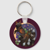 Porte-clés Fleurs Kitsune et Columbine (Recto)