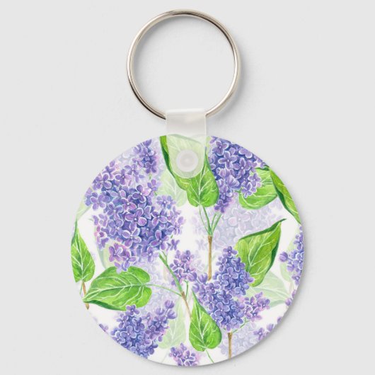 Porte-clés Fleurs lilas aquarelles (Recto)