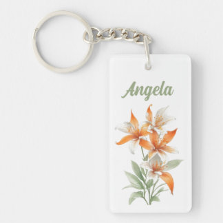 Porte-clés Fleurs Lys Orange Personnalisées