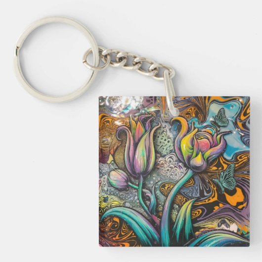 Porte-clés Fleurs Mandala (Devant)