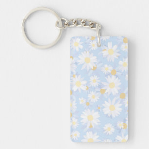 Porte-clés Fleurs marguerites blanches Classy Design Bleu bot