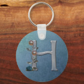 Porte-clés Fleurs métalliques Monogramme H (Recto)