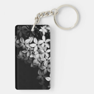 Porte-clés Fleurs miniatures noires et blanches