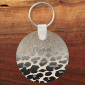 Porte-clés Fleurs Modernes Sur Personnalisé Empreinte de léop (Recto)