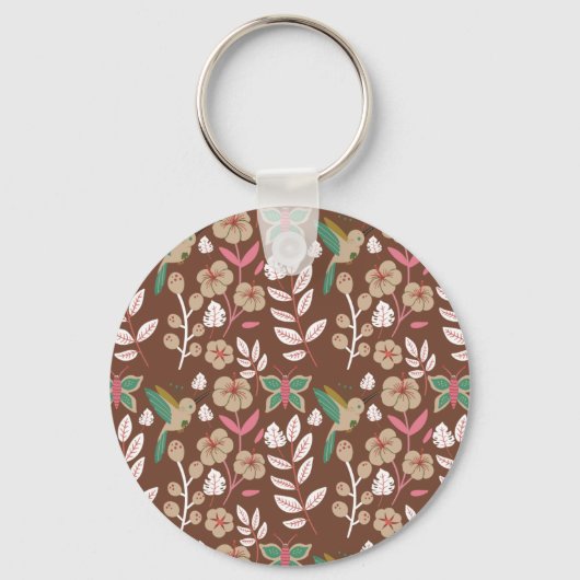 Porte-clés Fleurs motifs florales sans soudure, feuilles, pap (Recto)