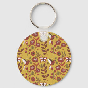 Porte-clés Fleurs motifs florales sans soudure, papillon, rou