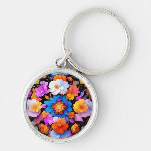 Porte-clés Fleurs multicolores Motif-68577 (Devant)