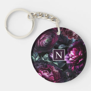 Porte-clés Fleurs noires audacieuses et lunatiques Jardin flo