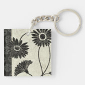 Porte-clés Fleurs noires et blanches (Dos)