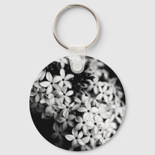 Porte-clés fleurs noires et blanches