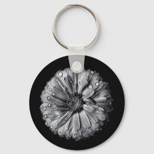 Porte-clés Fleurs Noires Et Blanches 10