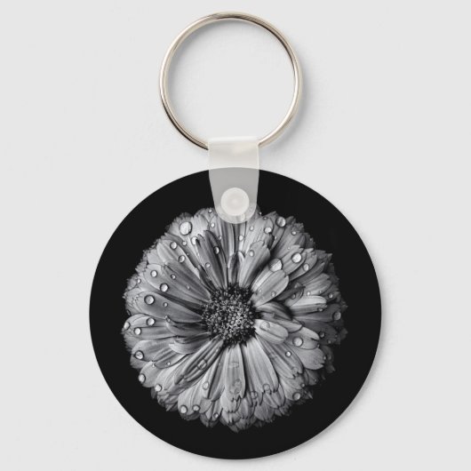 Porte-clés Fleurs Noires Et Blanches 10 (Recto)