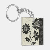 Porte-clés Fleurs noires et blanches 2 (Devant gauche)